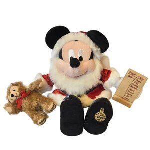 Disney World Mickey Mouse Santa Plush Holiday 2003 Teddy Bear Nice naughty List